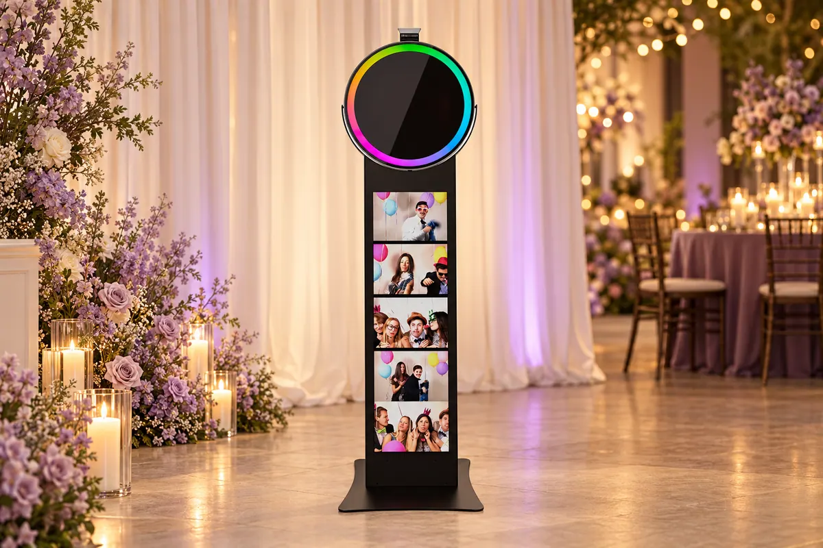 Posh Pro photo booth in an illustrative reception setting