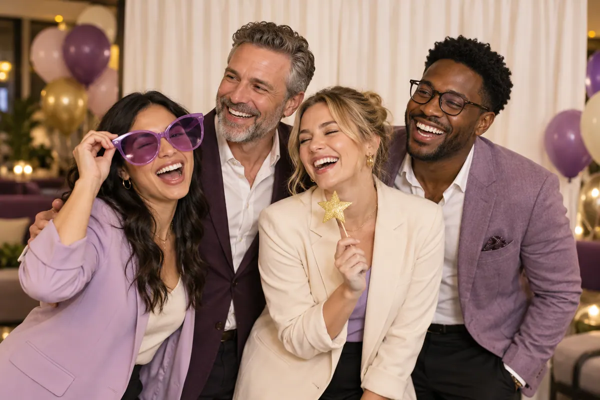 Illustrative scene of colleagues celebrating together at a company event