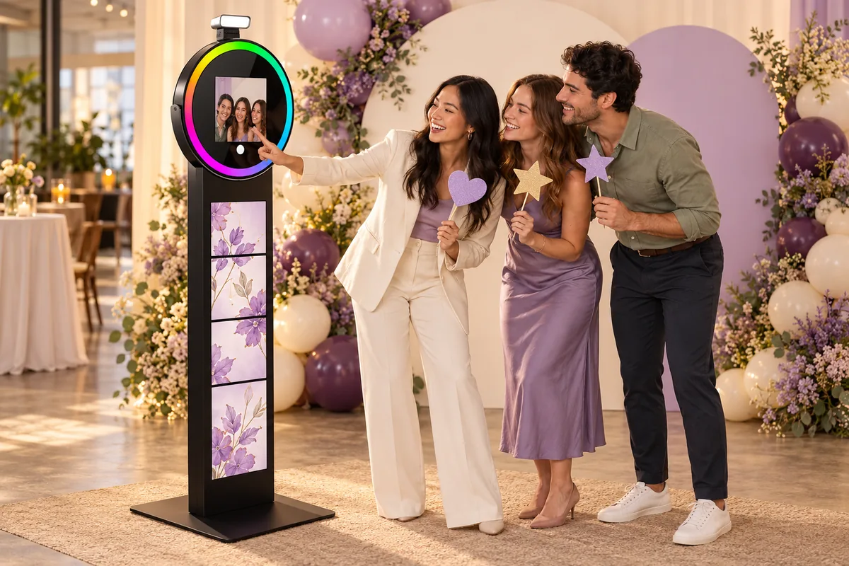 Posh Pro photo booth in an illustrative self-service celebration setting